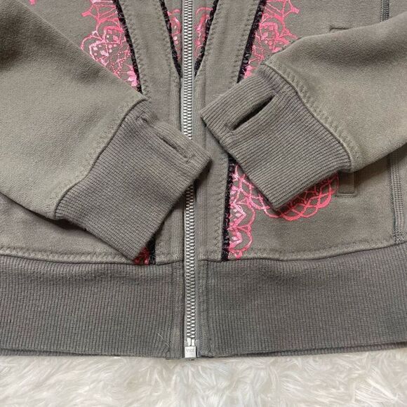 Ivivva Girls Size 10 Gray Pink Full Zip Scuba Hoodie SweatshirtâJacketâCoat - Picture 9 of 13